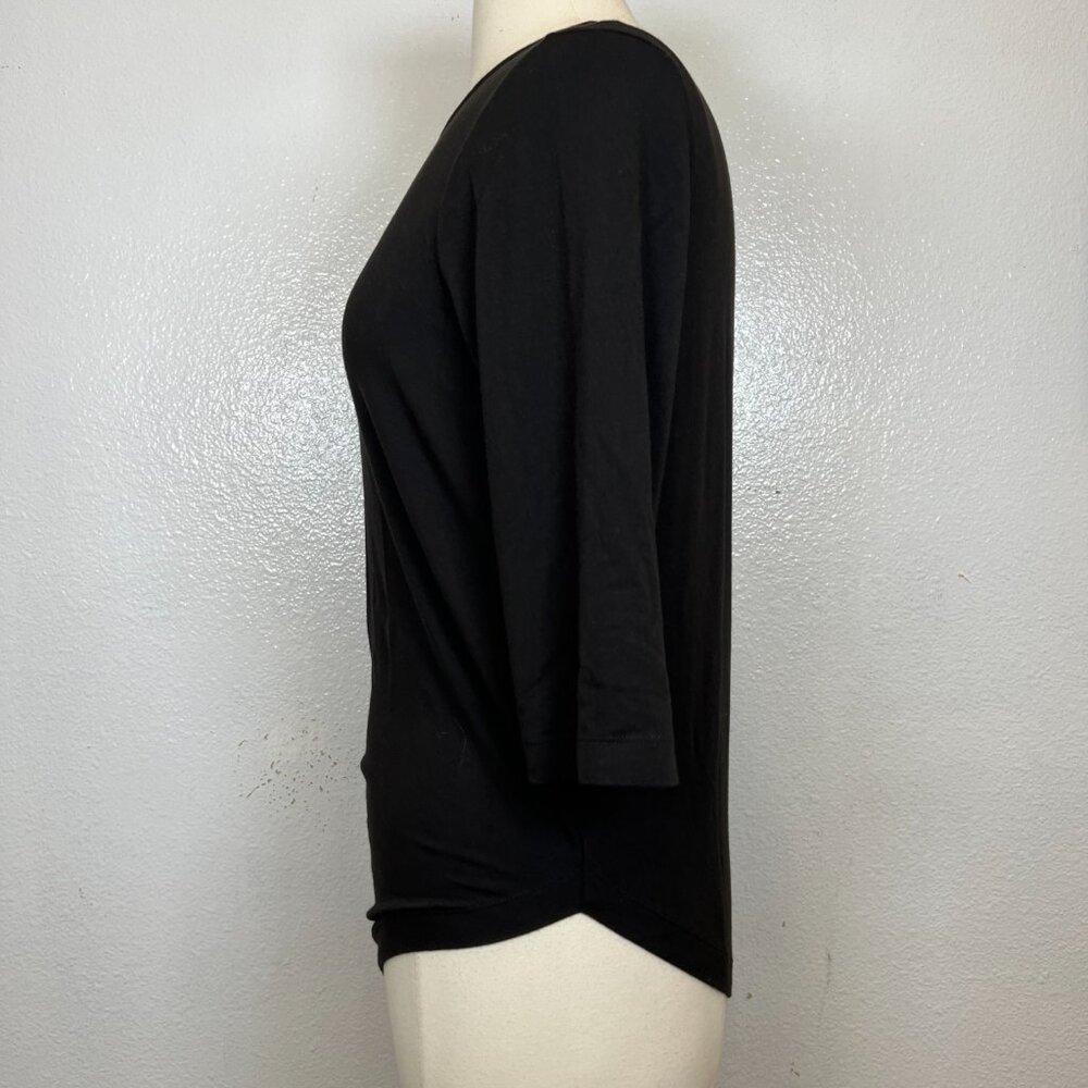 Universal Standard Black Genevette Crewneck asymmetrical Hem Top Size Petite 2XS - Picture 3 of 6
